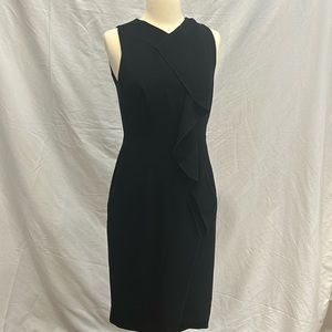 Karen Millen Black Ruffle Front Sheath Dress UK12/US8